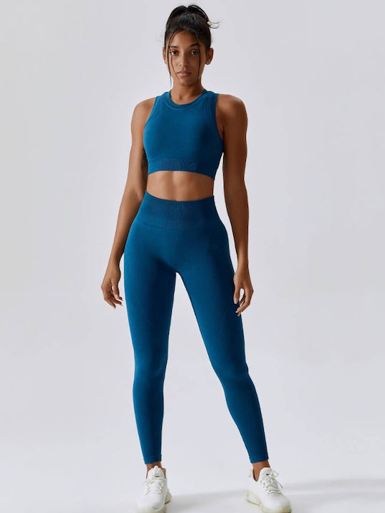 Florina Training Women's Long High Waist Blue Leggings