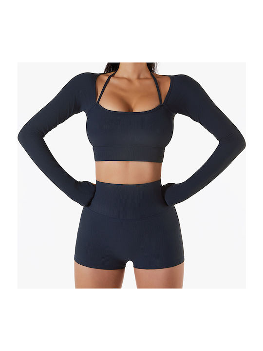 Amouna Training Women's Leggings Shorts Navy Blue