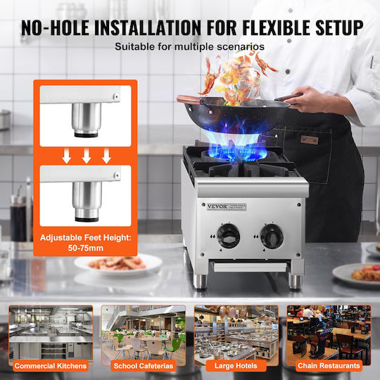 Vevor Commercial Gas Stove 2 Burners Cooking Countertop Cooking Stove Kitchen