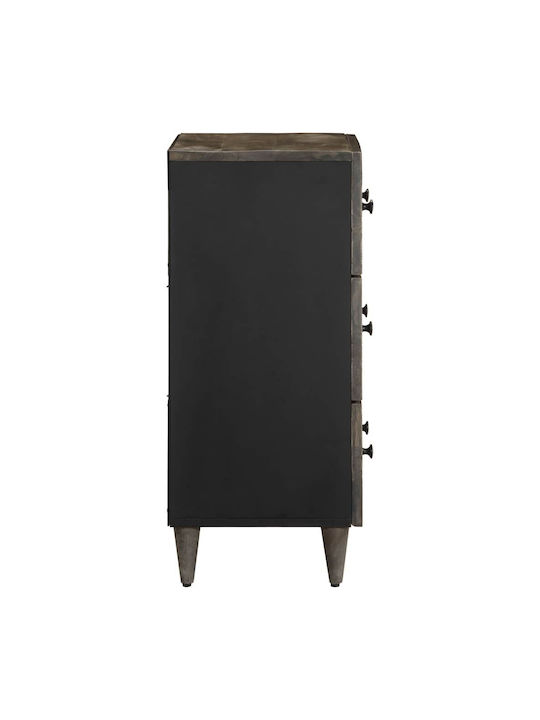 Συρταριέρα Κρεβατοκάμαρας από Μασίφ Ξύλο Ανοιχτό Γκρι 60x33.5x75εκ.