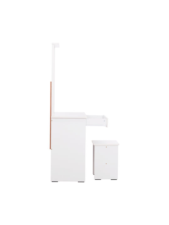 Schminktisch Crystel Hölzern White mit Spiegel 74x39x155cm