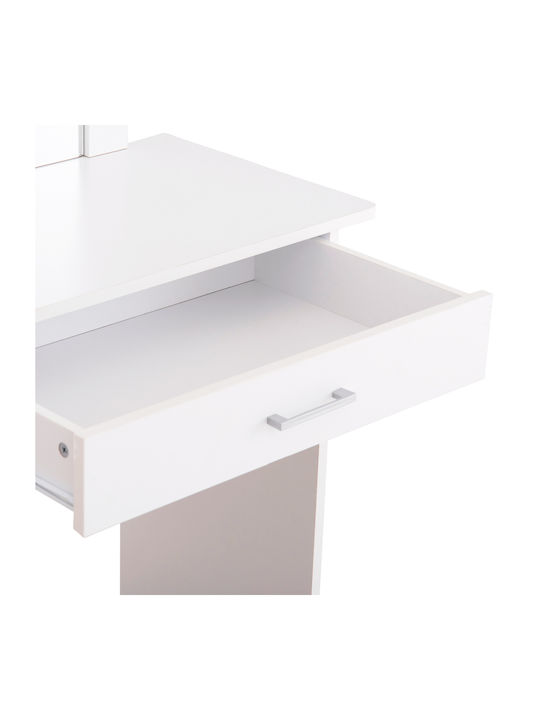 Schminktisch Crystel Hölzern White mit Spiegel 74x39x155cm