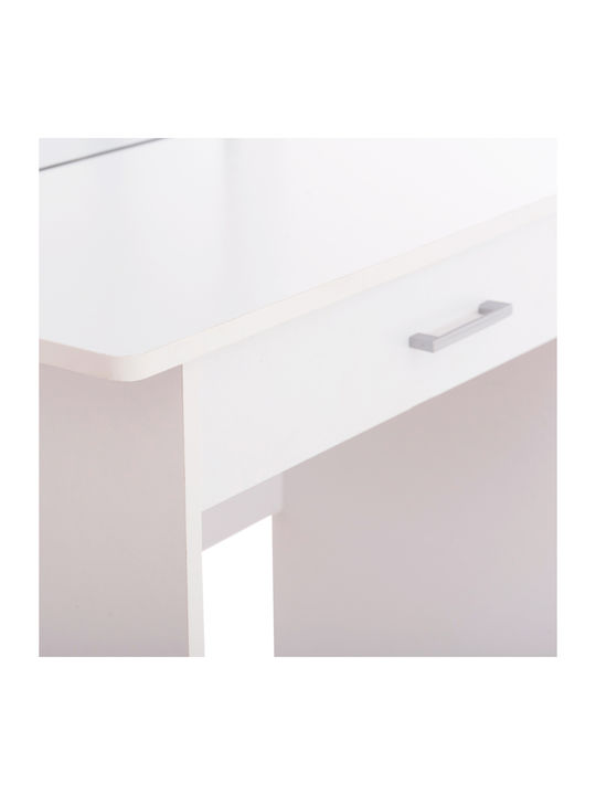 Schminktisch Crystel Hölzern White mit Spiegel 74x39x155cm
