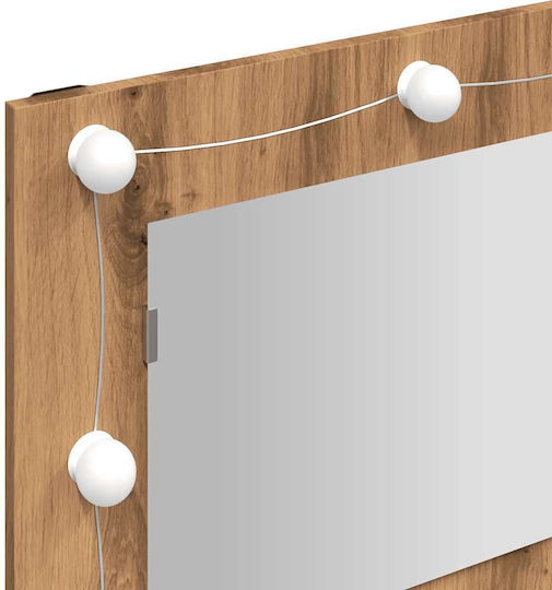 Wandmontage Schminktisch Schlafzimmer Holz Braun mit Spiegel 90x31.5x62cm