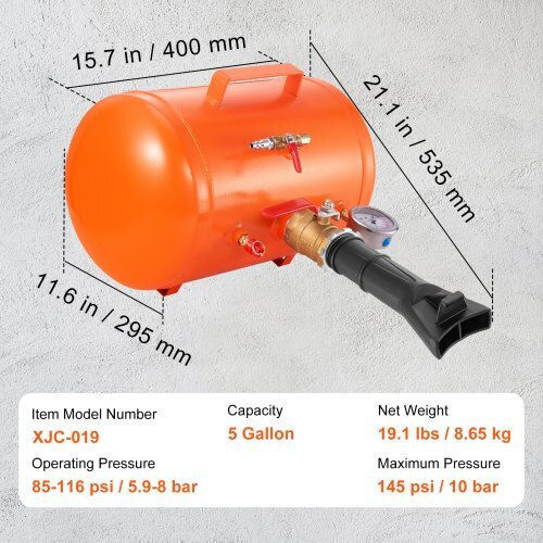 Vevor Tire Inflator 5L Manometer 145 Psi Cars & ATV Ltb5gal145psi1hjxv0