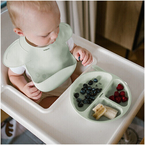 Babyono Baby Food Plate made of Silicone Green
