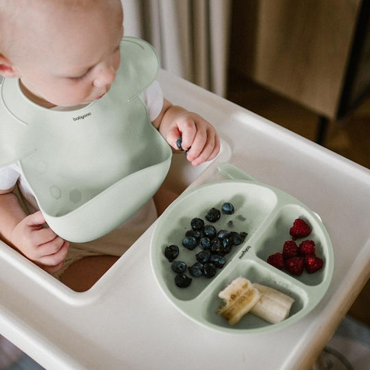 Babyono Baby Food Plate made of Silicone Green