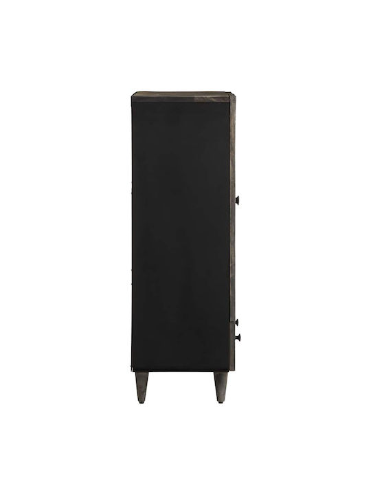 Floor-standing Living Room Display Cabinet made of Solid Wood with Glass Black 60x33x110cm