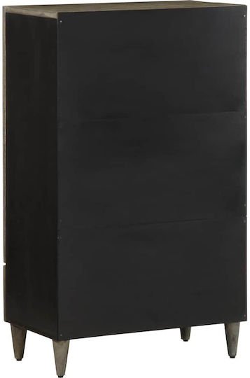 Living Room Display Cabinet from Solid Wood with Glass Black 60x33x110cm