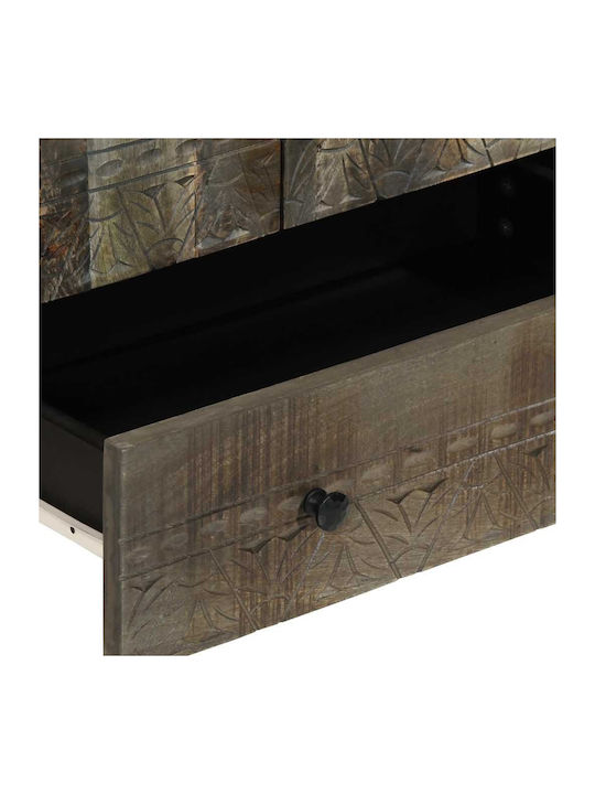 Floor-standing Living Room Display Cabinet made of Solid Wood with Glass Black 60x33x110cm