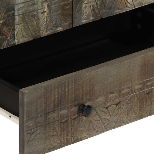 Living Room Display Cabinet from Solid Wood with Glass Black 60x33x110cm