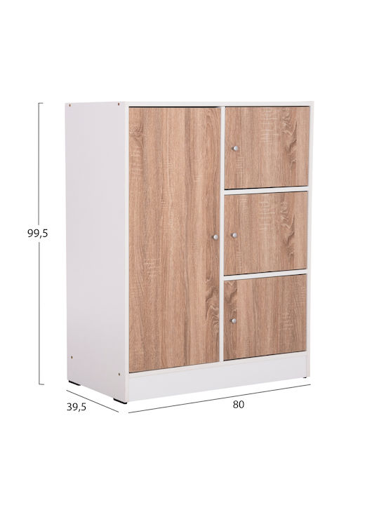 Floor Cabinet Sonama Oak-λευκή Μελαμίνη 80x39.5x99.5pcs