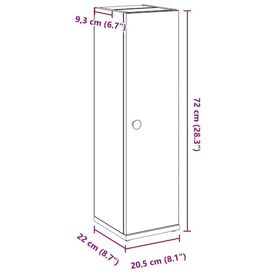 vidaXL Bathroom Cabinet L20.5xW22xH72cm Brown