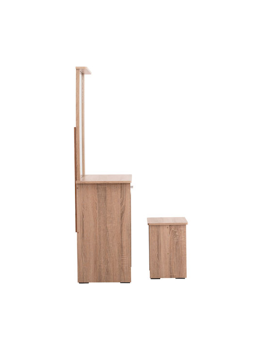 Bodenstehende Schminktisch Schlafzimmer Crystel Holz Sonama Eiche mit Spiegel & Hocker 74x39x155cm