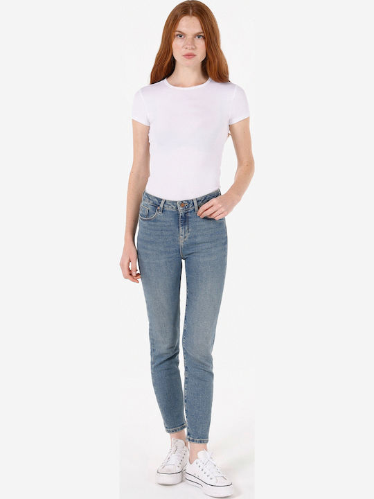 Pantaloni Dama Din Țesătură În Fit Slim Albastru