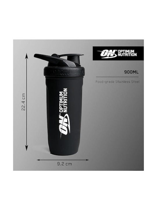 Optimum Nutrition Shaker Πρωτεΐνης 900ml Ανοξείδωτο Μαύρο