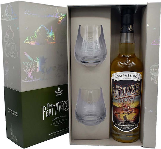 Compass Box Composition with Glasses The Peat Monster Coffret 2 Verres 700ml 02.01.5538