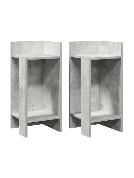 Rectangular Side Table Wooden Grey 2pcs L25.5xW27xH60cm.