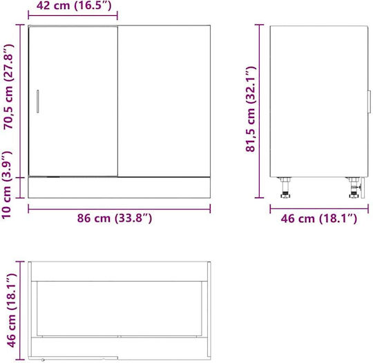 Ντουλάπι Νεροχύτη Γκρι Sonoma 80x46x81.5εκ.