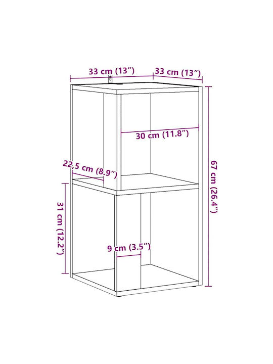 Eckbibliothek Artisan Eiche 33x33x67cm