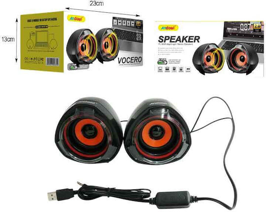 Andowl Q87 Ηχεία Υπολογιστή 2.0 με Ισχύ 10W