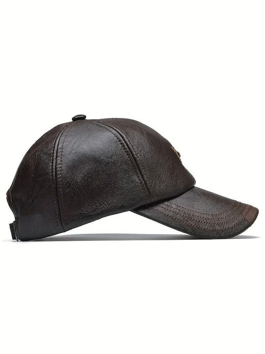 Luciano Faketti Men's Baseball Cap Artificial Leather Adjustable Sun Protection & Elastic Fit Outdoor Activities Brown