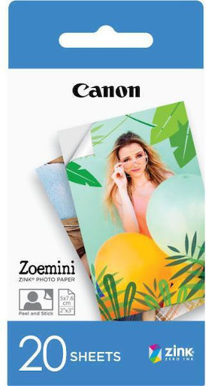 Canon Photo Paper Peel and Stick 5x7.6 for Zink Printers 50 Sheets