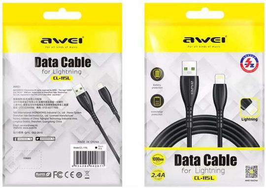 Awei CL-115L USB-A to Lightning Cable Black 1m (03000WKL60BK)