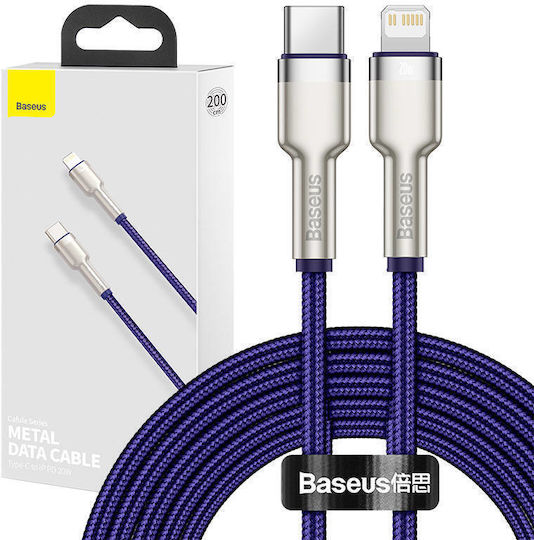Baseus Cafule Metal Braided USB-C to Lightning Cable 20W Purple 2m (CATLJK-B05)