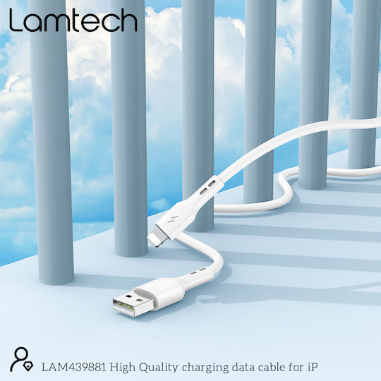 Lamtech Regular USB-A la Cablu Lightning Alb 1m (LAM439881)