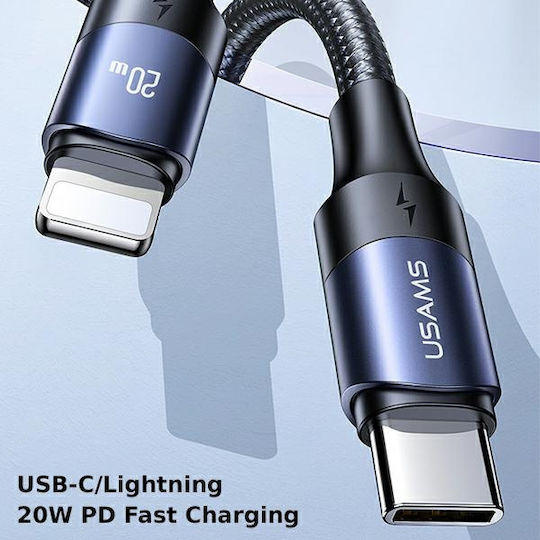 Usams US-SJ522 Braided USB-C to Lightning Cable 20W Black 2m (SJ522USB01)