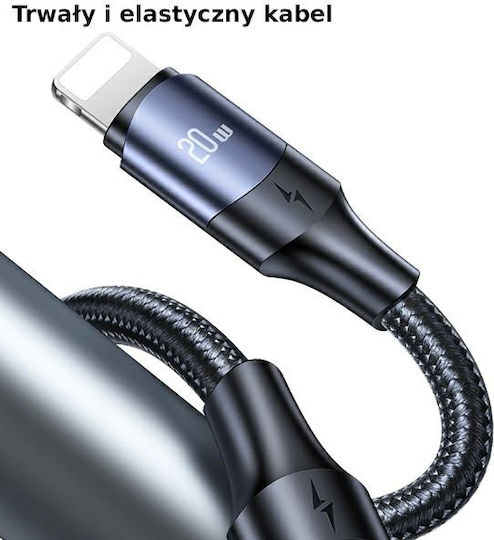 Usams US-SJ522 Braided USB-C to Lightning Cable 20W Black 2m (SJ522USB01)