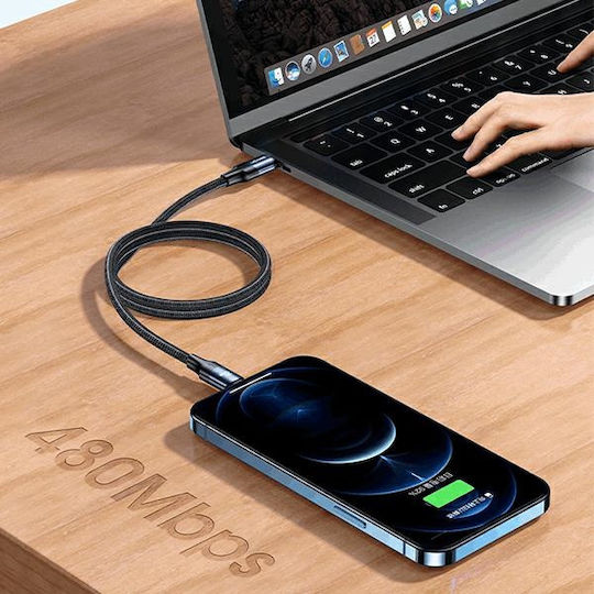 Usams US-SJ522 Braided USB-C to Lightning Cable 20W Black 2m (SJ522USB01)