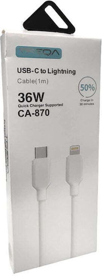 Treqa CA-870 Редовна USB-C към Lightning кабел Бял 1м (CA-870)