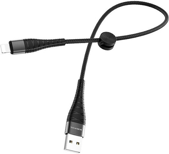 Borofone BX32 Braided USB to Lightning Cable Μαύρο 0.25m