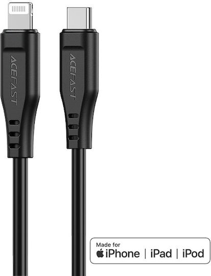 Acefast C3-01 Редовна USB-C към Lightning кабел 30W Черен 1.2м