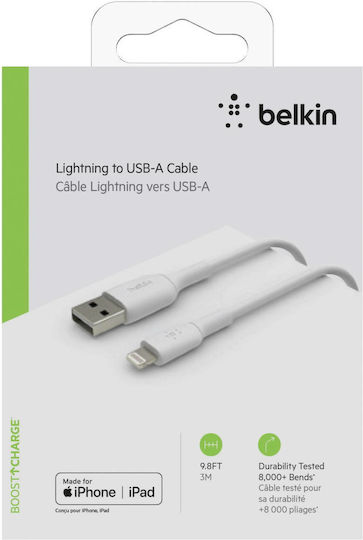 Belkin USB-A to Lightning Cable 12W White 3m (CAA001BT3MWH)
