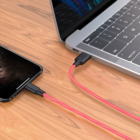 Hoco X21 Plus Редовна USB-A към Lightning кабел Червен 0.25м (HC-X21LR)