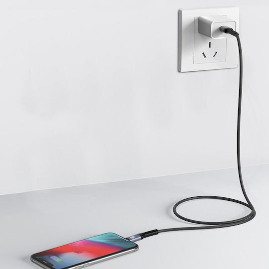 Tellur Плетена USB-C към Lightning кабел 30W Черен 2м (TLL155431)