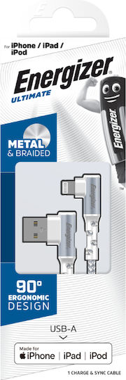 Energizer Angle (90°) / Braided USB to Lightning Cable Λευκό 2m (C710LKWH)