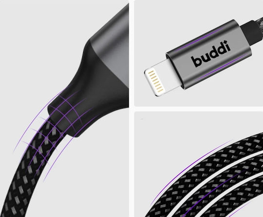Buddi Редовна USB-A към Lightning кабел 12W Черен 3м (122493)