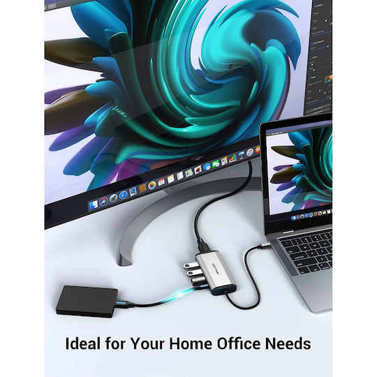 Vention CNBHB USB-C Docking Station with HDMI 4K PD and Support for 2 Monitors Gray