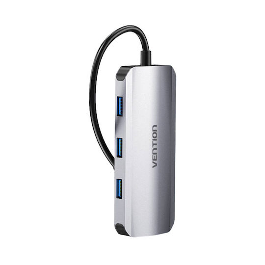 Vention TOHHB USB-C Docking Station με HDMI 4K PD Ethernet και συνδεση 2 Οθονών Γκρι