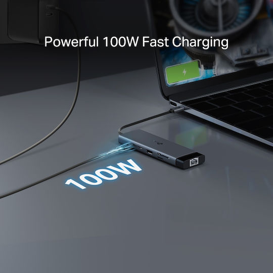 TP-LINK USB-C Docking Station with HDMI 4K PD Ethernet Gray (UH9120C)