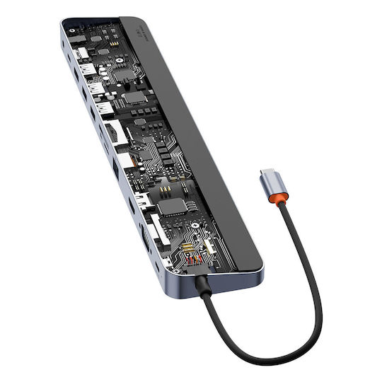 Baseus EliteJoy Gen2 USB-C Stație de andocare cu HDMI 4K PD Ethernet Gri