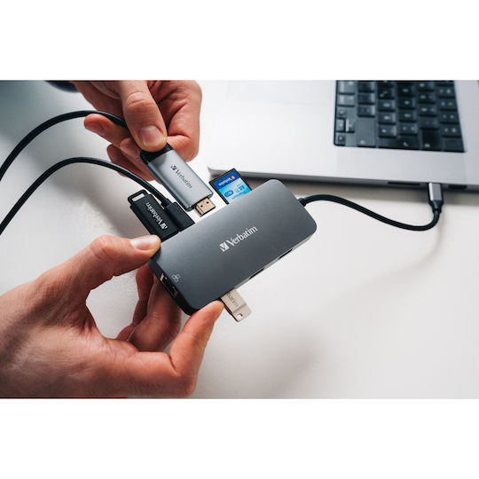 Verbatim CMH-9 USB-C Docking Station mit HDMI 4K PD Ethernet Gray