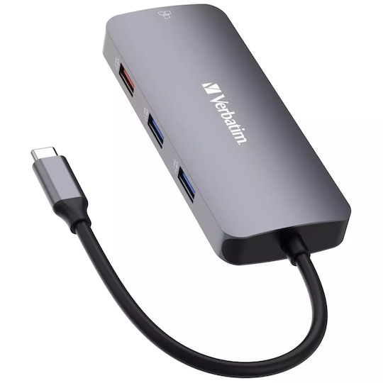 Verbatim CMH-9 USB-C Docking Station mit HDMI 4K PD Ethernet Gray