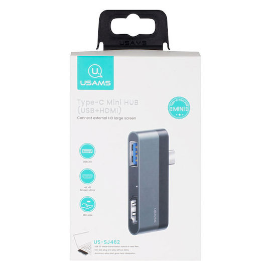 Usams SJ462 USB-C Stație de andocare cu HDMI 4K Gri