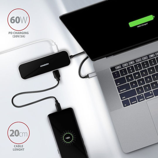 Axagon USB-C Docking Station mit HDMI 4K PD Ethernet Schwarz (HMC-6GL)