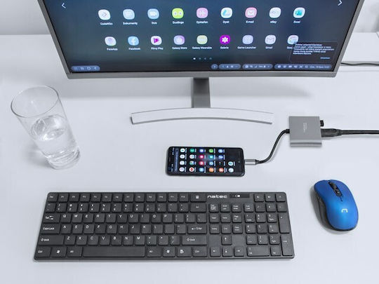 Natec Fowler Mini USB-C Докинг станция с HDMI 4K PD Сребрист